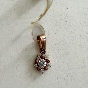 14K rose gold and diamond floral cluster pendant